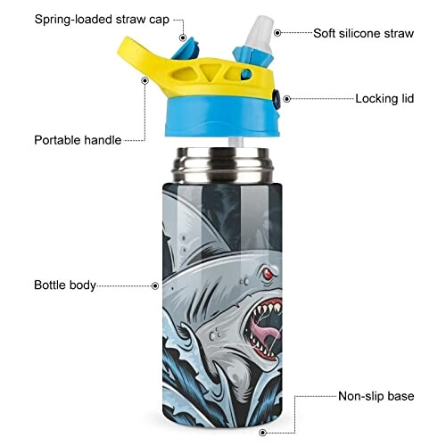 Gourde Requin couleur inox isotherme double paroi 500 ml variant 1 