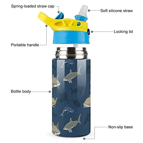Gourde Requin couleur inox isotherme double paroi 500 ml variant 1 