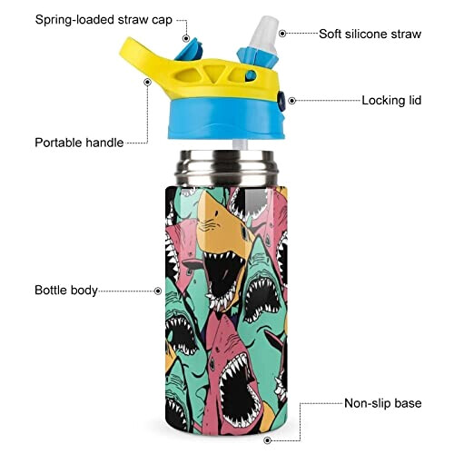 Gourde Requin couleur inox isotherme double paroi 500 ml variant 1 