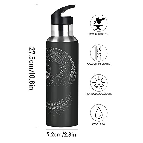 Gourde Serpent inox sans bpa isotherme double paroi paille 600 ml variant 0 