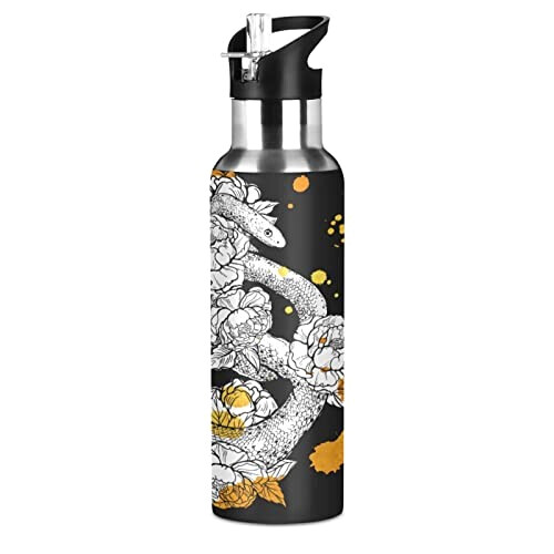 Gourde Serpent art mode sport inox sans bpa isotherme double paroi paille 600 ml