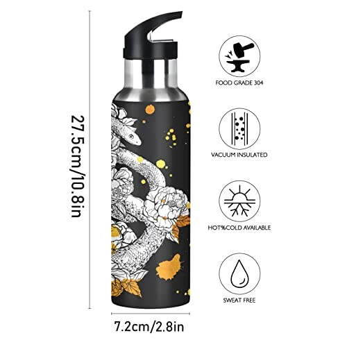 Gourde Serpent art mode sport inox sans bpa isotherme double paroi paille 600 ml variant 0 