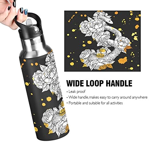 Gourde Serpent art mode sport inox sans bpa isotherme double paroi paille 600 ml variant 2 