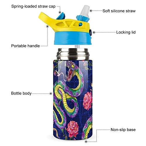 Gourde Serpent couleur inox isotherme double paroi 500 ml variant 1 
