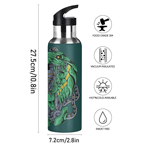 Gourde Serpent art mode sport inox sans bpa isotherme double paroi paille 600 ml variant 0 