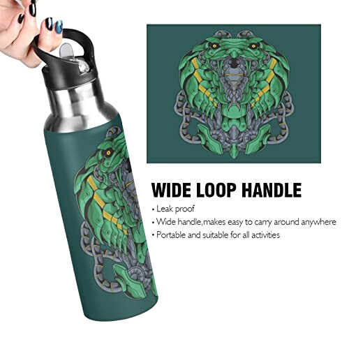 Gourde Serpent art mode sport inox sans bpa isotherme double paroi paille 600 ml variant 2 