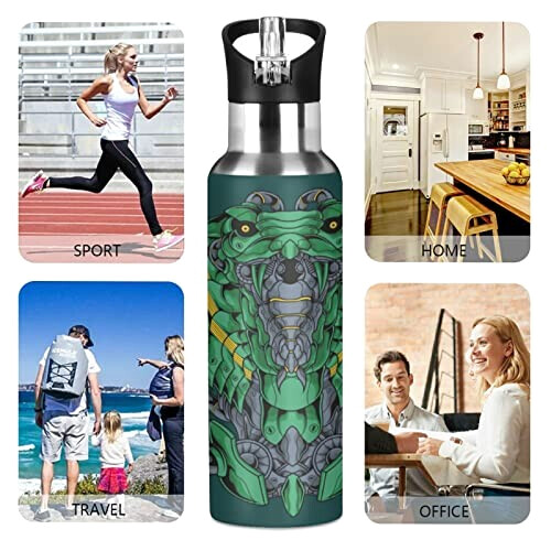 Gourde Serpent art mode sport inox sans bpa isotherme double paroi paille 600 ml variant 3 
