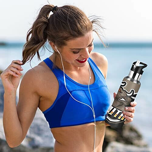Gourde Taureau art mode sport inox sans bpa isotherme double paroi paille 600 ml variant 4 