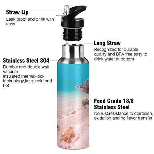 Gourde Tortue inox sans bpa isotherme double paroi paille 600 ml variant 1 