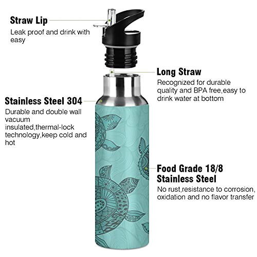 Gourde Tortue art mode sport inox sans bpa isotherme double paroi paille 600 ml variant 1 