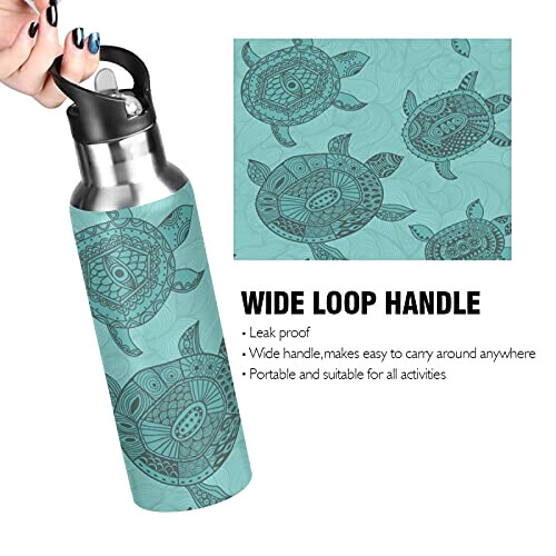 Gourde Tortue art mode sport inox sans bpa isotherme double paroi paille 600 ml variant 2 