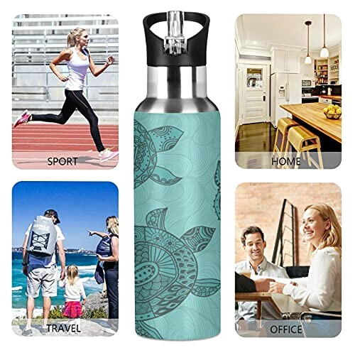 Gourde Tortue art mode sport inox sans bpa isotherme double paroi paille 600 ml variant 3 