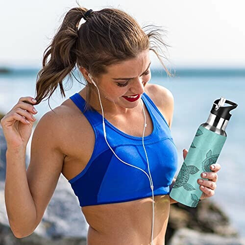 Gourde Tortue art mode sport inox sans bpa isotherme double paroi paille 600 ml variant 4 