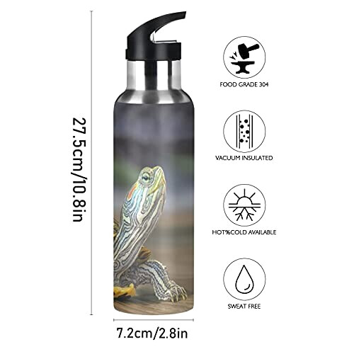 Gourde Tortue art mode sport inox sans bpa isotherme double paroi paille 600 ml variant 0 