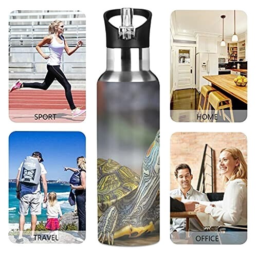 Gourde Tortue art mode sport inox sans bpa isotherme double paroi paille 600 ml variant 3 