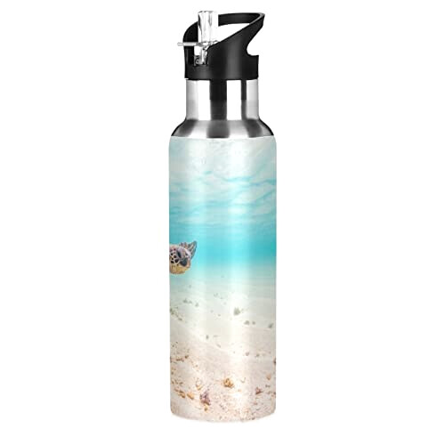 Gourde Tortue art mode sport inox sans bpa isotherme double paroi paille 600 ml