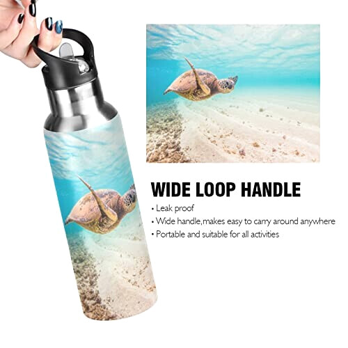 Gourde Tortue art mode sport inox sans bpa isotherme double paroi paille 600 ml variant 2 