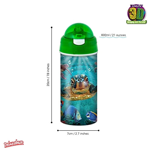 Gourde Tortue plastique paille 3D 600 ml variant 2 