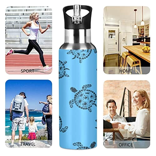 Gourde Tortue art mode sport inox sans bpa isotherme double paroi paille 600 ml variant 3 