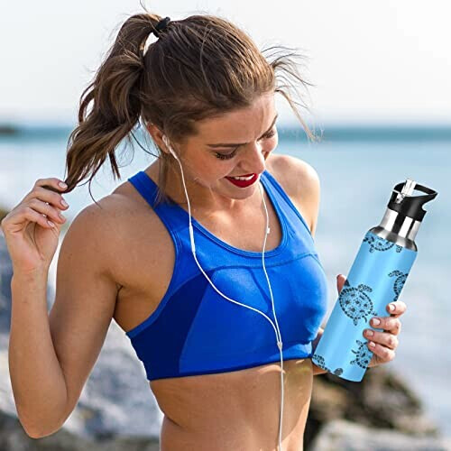 Gourde Tortue art mode sport inox sans bpa isotherme double paroi paille 600 ml variant 4 