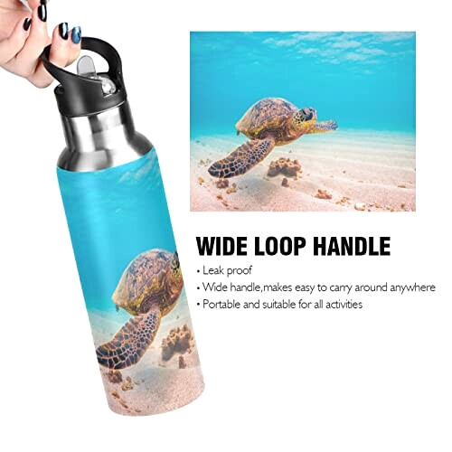 Gourde Tortue art mode sport inox sans bpa isotherme double paroi paille 600 ml variant 2 
