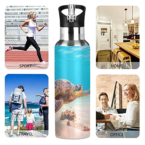 Gourde Tortue art mode sport inox sans bpa isotherme double paroi paille 600 ml variant 3 