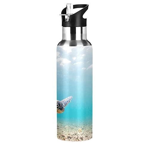 Gourde Tortue art mode sport inox sans bpa isotherme double paroi paille 600 ml