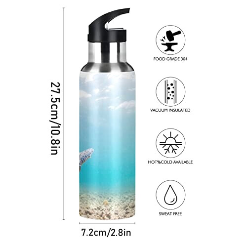 Gourde Tortue art mode sport inox sans bpa isotherme double paroi paille 600 ml variant 0 