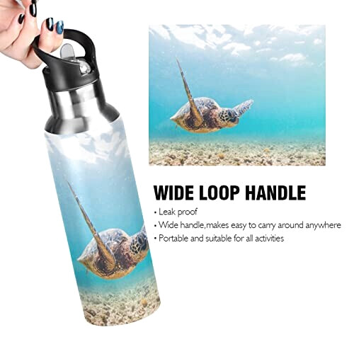 Gourde Tortue art mode sport inox sans bpa isotherme double paroi paille 600 ml variant 2 