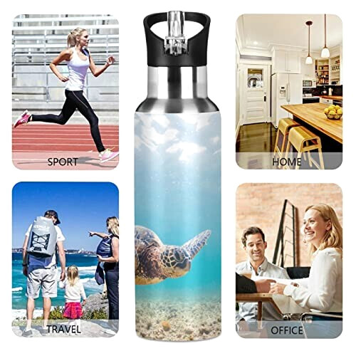 Gourde Tortue art mode sport inox sans bpa isotherme double paroi paille 600 ml variant 3 