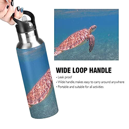 Gourde Tortue art mode sport inox sans bpa isotherme double paroi paille 600 ml variant 2 