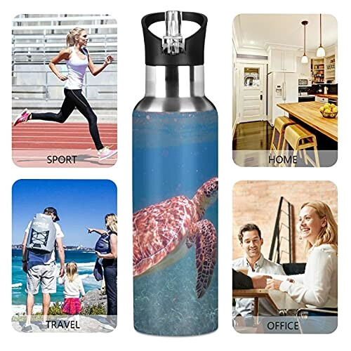 Gourde Tortue art mode sport inox sans bpa isotherme double paroi paille 600 ml variant 3 