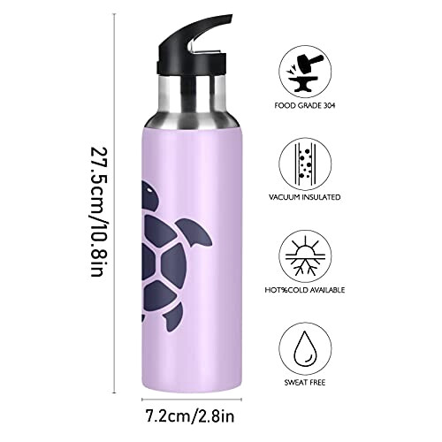 Gourde Tortue art mode sport inox sans bpa isotherme double paroi paille 600 ml variant 0 