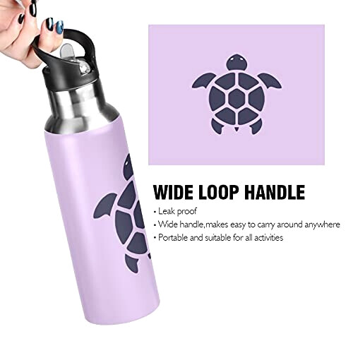 Gourde Tortue art mode sport inox sans bpa isotherme double paroi paille 600 ml variant 2 
