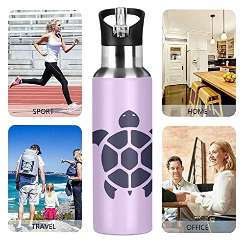 Gourde Tortue art mode sport inox sans bpa isotherme double paroi paille 600 ml variant 3 