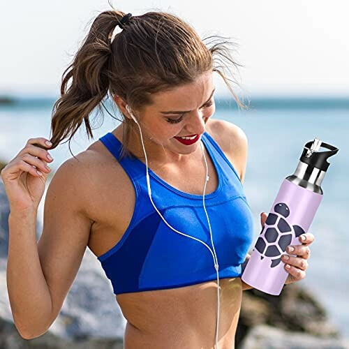 Gourde Tortue art mode sport inox sans bpa isotherme double paroi paille 600 ml variant 4 