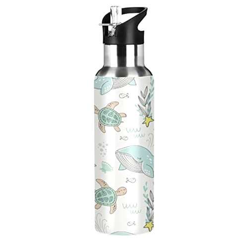 Gourde Tortue art mode sport inox sans bpa isotherme double paroi paille 600 ml