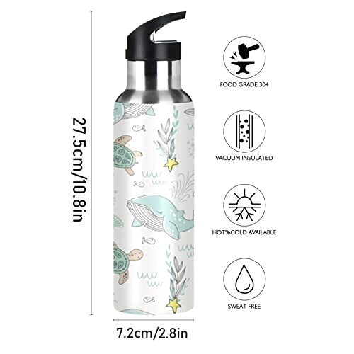 Gourde Tortue art mode sport inox sans bpa isotherme double paroi paille 600 ml variant 0 