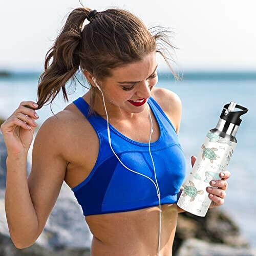 Gourde Tortue art mode sport inox sans bpa isotherme double paroi paille 600 ml variant 4 