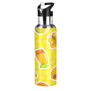 Gourde Abeille mode mignonne inox sans bpa isotherme double paroi paille 600 ml