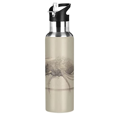 Gourde Araignée art mode sport inox sans bpa isotherme double paroi paille 600 ml