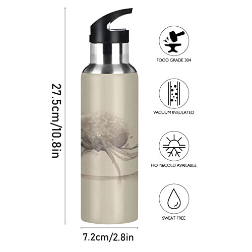 Gourde Araignée art mode sport inox sans bpa isotherme double paroi paille 600 ml variant 0 