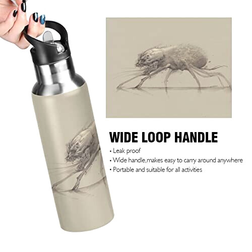 Gourde Araignée art mode sport inox sans bpa isotherme double paroi paille 600 ml variant 2 