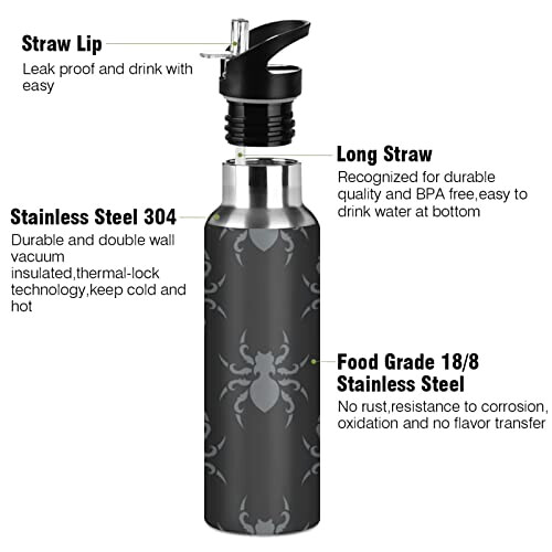 Gourde Araignée art mode sport inox sans bpa isotherme double paroi paille 600 ml variant 1 