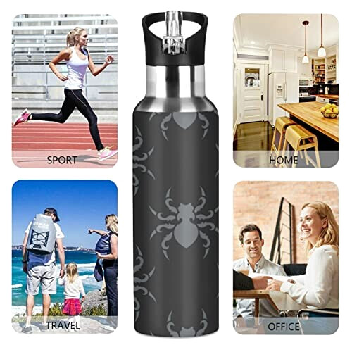 Gourde Araignée art mode sport inox sans bpa isotherme double paroi paille 600 ml variant 3 