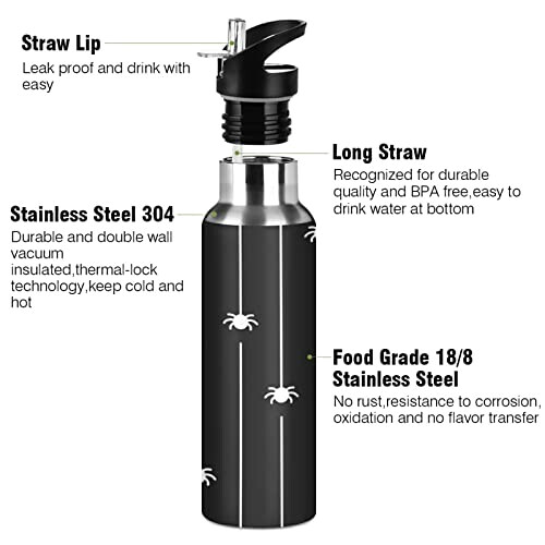 Gourde Araignée art mode sport inox sans bpa isotherme double paroi paille 600 ml variant 1 