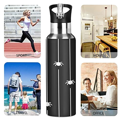 Gourde Araignée art mode sport inox sans bpa isotherme double paroi paille 600 ml variant 3 