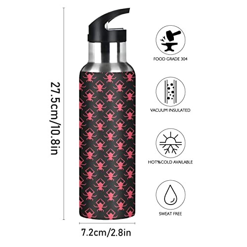 Gourde Araignée art mode sport inox sans bpa isotherme double paroi paille 600 ml variant 0 