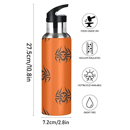 Gourde Araignée art mode sport inox sans bpa isotherme double paroi paille 600 ml variant 0 