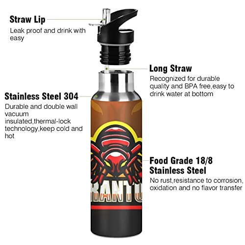 Gourde Araignée art mode sport inox sans bpa isotherme double paroi paille 600 ml variant 1 